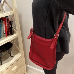 New vintage red leather Coach crossbody bag